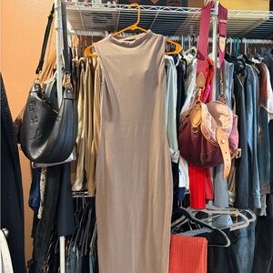 Elegant Tan Sleeveless Maxi Dress
